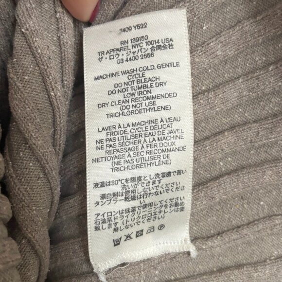 THE ROW Deidree Ribbed 100% Silk Sweater Mock Neck Thick Light Brown Tan Taupe M - Picture 6 of 9